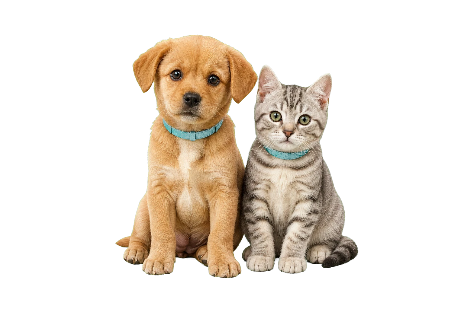 Un chiot et un chaton côte à côte